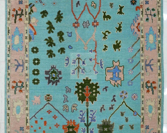 Oushak Rug Hand Knotted 8x10, 9x12, 10x14, Wool Traditional And Vintage Antique Oushak Wool Area Rug For Living Room Rug