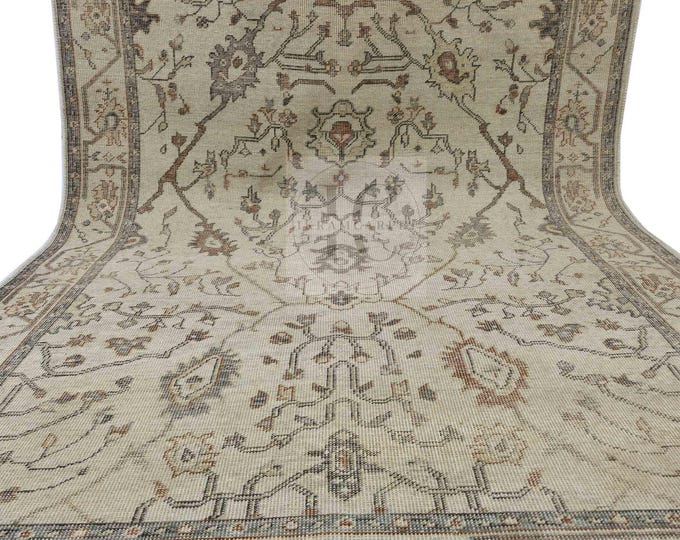 Oushak Rug Hand Knotted 8x10, 9x12, 10x14, Wool Traditional And Vintage Antique Oushak Wool Area Rug For Living Room Rug
