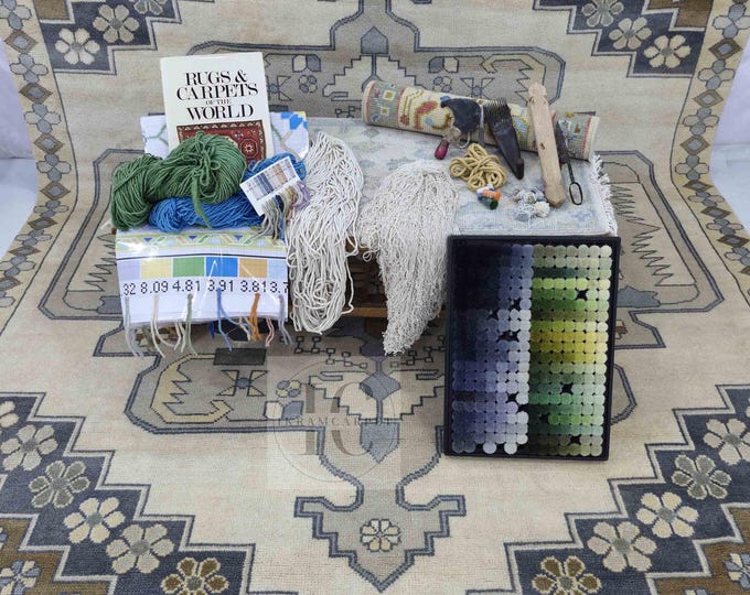 Oushak Rug Hand Knotted 8x10, 9x12, 10x14, Wool Traditional And Vintage Antique Oushak Wool Area Rug For Living Room Rug