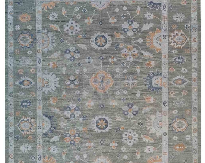 Oushak Rug Hand Knotted 8x10, 9x12, 10x14, Wool Traditional And Vintage Antique Oushak Wool Area Rug For Living Room Rug