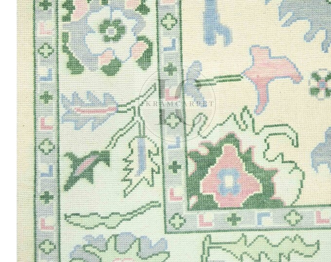 Oushak Rug Hand Knotted 8x10, 9x12, 10x14, Wool Traditional And Vintage Antique Oushak Wool Area Rug For Living Room Rug