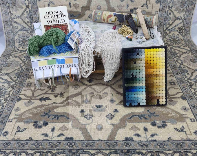 Oushak Rug Hand Knotted 8x10, 9x12, 10x14, Wool Traditional And Vintage Antique Oushak Wool Area Rug For Living Room Rug