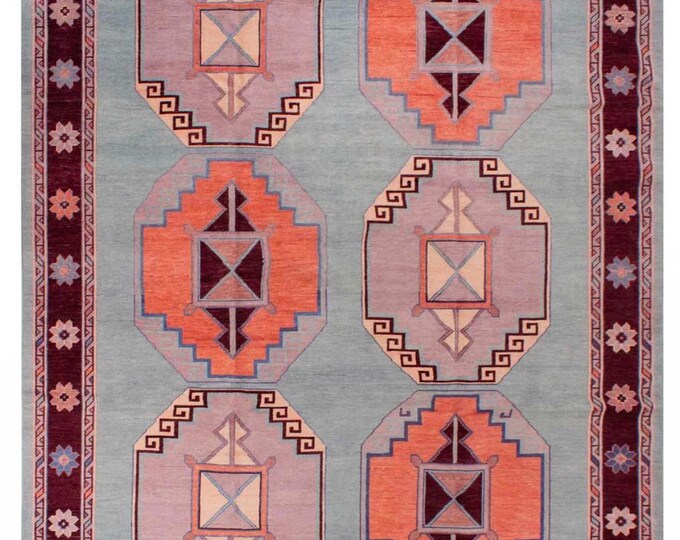 Oushak Rug Hand Knotted 8x10, 9x12, 10x14, Wool Traditional And Vintage Antique Oushak Wool Area Rug For Living Room Rug