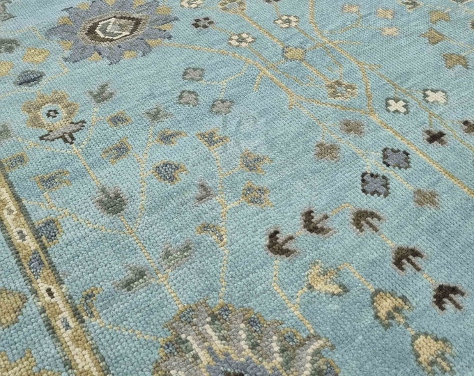 Oushak Rug Hand Knotted 8x10, 9x12, 10x14, Wool Traditional And Vintage Antique Oushak Wool Area Rug For Living Room Rug