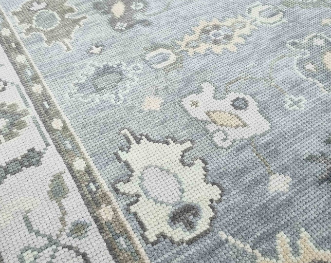 Oushak Rug Hand Knotted 8x10, 9x12, 10x14, Wool Traditional And Vintage Antique Oushak Wool Area Rug For Living Room Rug