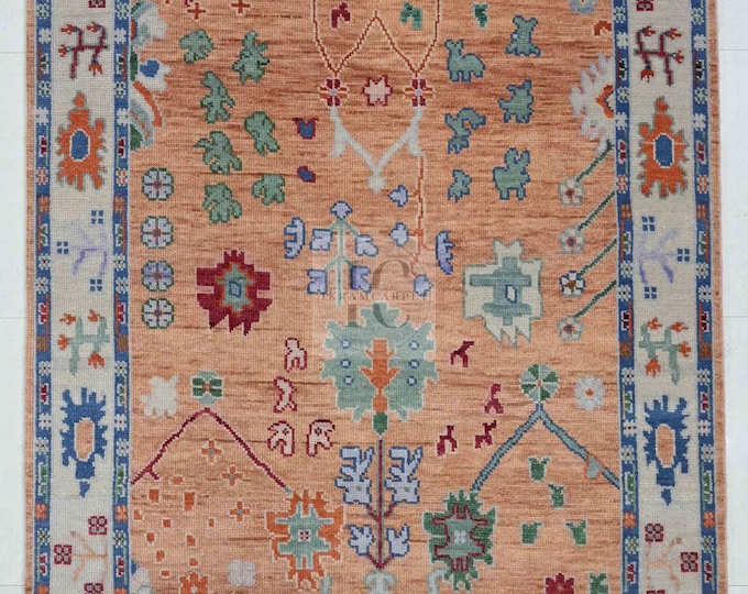Oushak Rug Hand Knotted 8x10, 9x12, 10x14, Wool Traditional And Vintage Antique Oushak Wool Area Rug For Living Room Rug