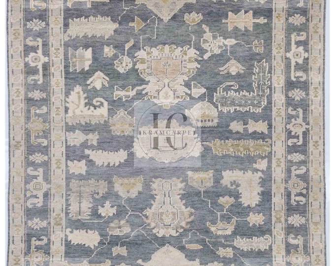 Oushak Rug Hand Knotted 8x10, 9x12, 10x14, Wool Traditional And Vintage Antique Oushak Wool Area Rug For Living Room Rug