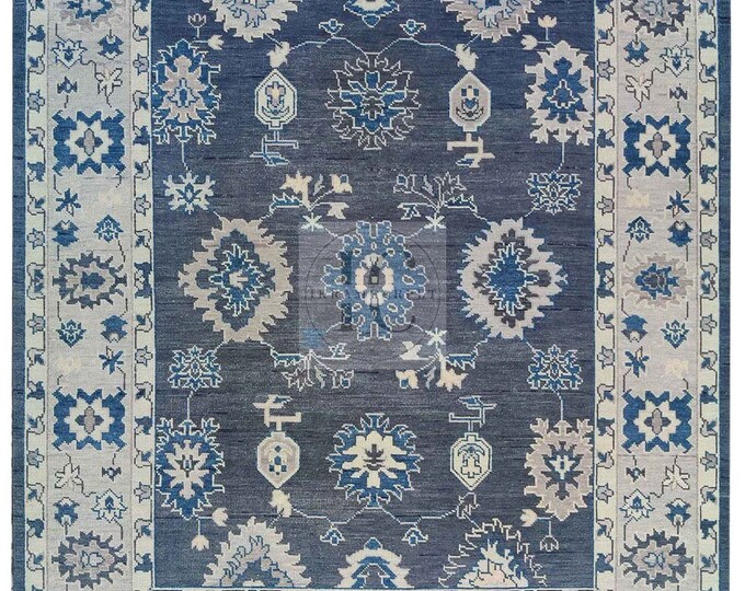 Oushak Rug Hand Knotted 8x10, 9x12, 10x14, Wool Traditional And Vintage Antique Oushak Wool Area Rug For Living Room Rug