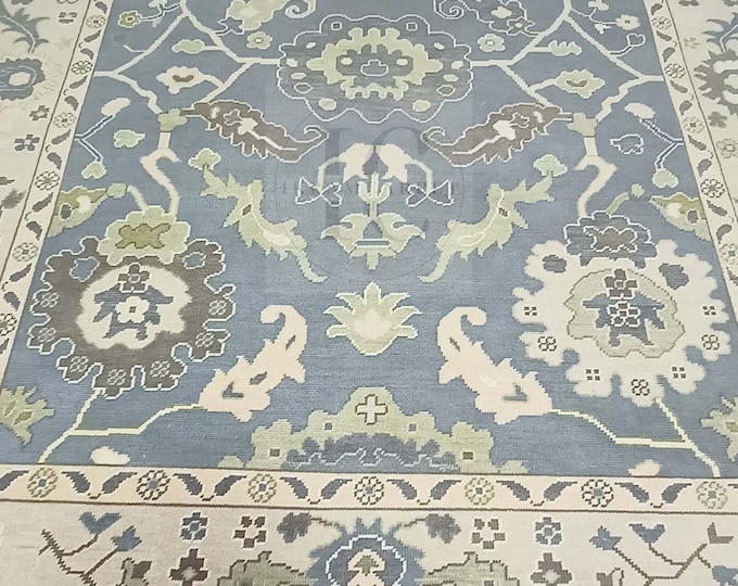 Oushak Rug Handknotted' Contemporary Oushak Design Abstract Rug 9x12 Area Rug | Oversize Luxury Handmade New Rug.