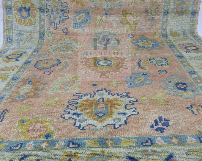 Oushak Rug Hand Knotted 8x10, 9x12, 10x14, Wool Traditional And Vintage Antique Oushak Wool Area Rug For Living Room Rug