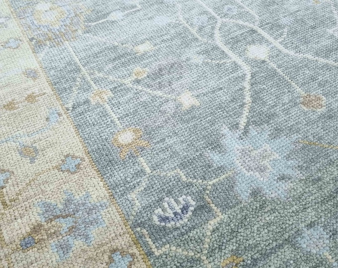 Oushak Rug Hand Knotted 8x10, 9x12, 10x14, Wool Traditional And Vintage Antique Oushak Wool Area Rug For Living Room Rug