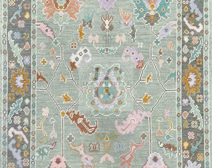 Oushak Rug Hand Knotted 8x10, 9x12, 10x14, Wool Traditional And Vintage Antique Oushak Wool Area Rug For Living Room Rug
