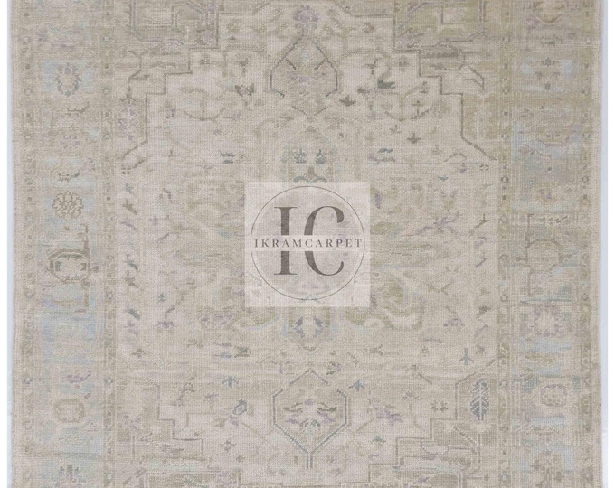 Oushak Rug Hand Knotted 8x10, 9x12, 10x14, Wool Traditional And Vintage Antique Oushak Wool Area Rug For Living Room Rug