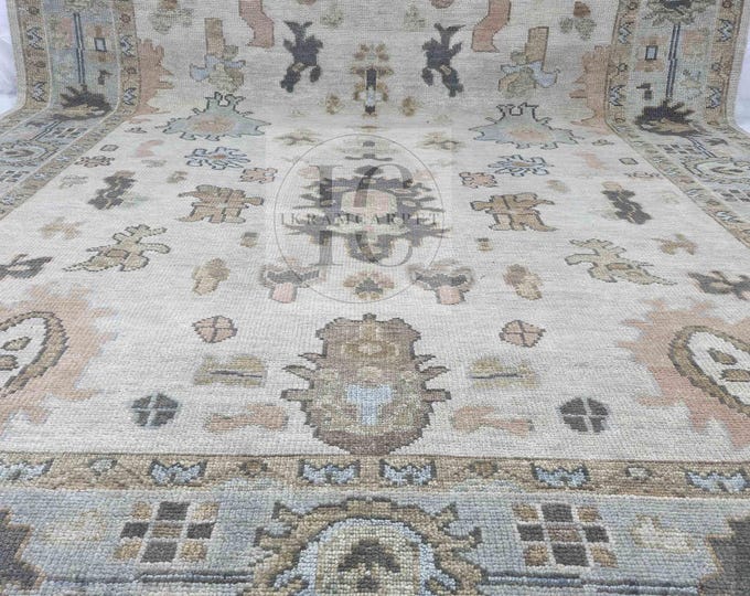 Oushak Rug Hand Knotted 8x10, 9x12, 10x14, Wool Traditional And Vintage Antique Oushak Wool Area Rug For Living Room Rug