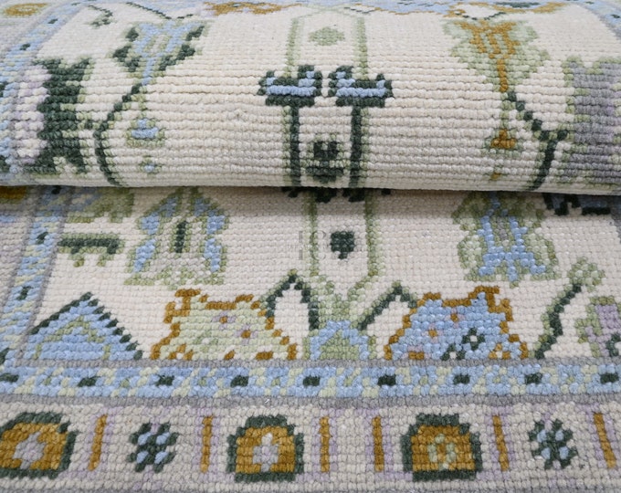 Oushak Rug Hand Knotted 8x10, 9x12, 10x14, Wool Traditional And Vintage Antique Oushak Wool Area Rug For Living Room Rug