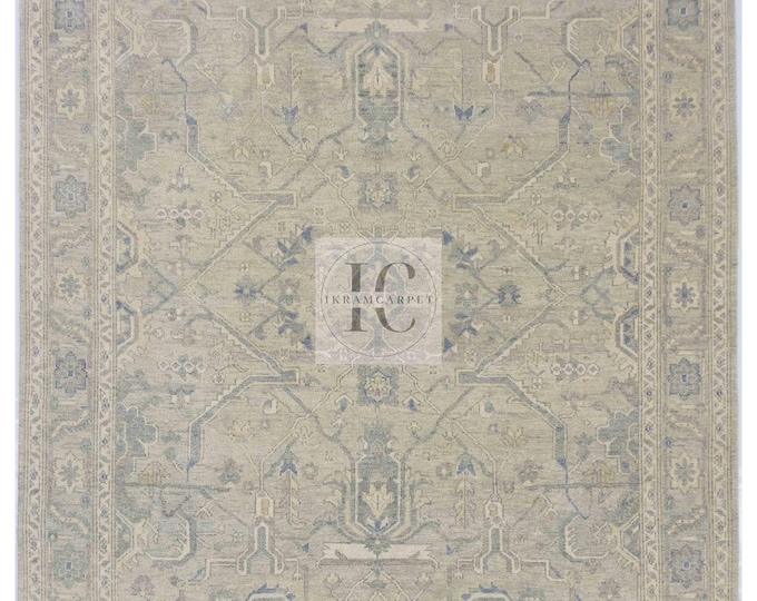 Oushak Rug Hand Knotted 8x10, 9x12, 10x14, Wool Traditional And Vintage Antique Oushak Wool Area Rug For Living Room Rug