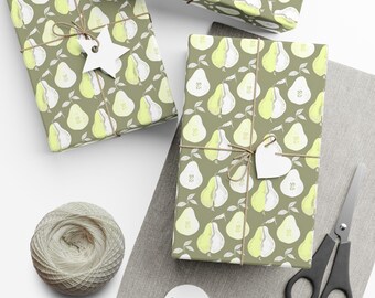 Carta da regalo Charming Pears, carta da regalo ecologica, confezioni per le feste, carta da regalo per compleanni, bomboniere per matrimoni, presentazioni uniche