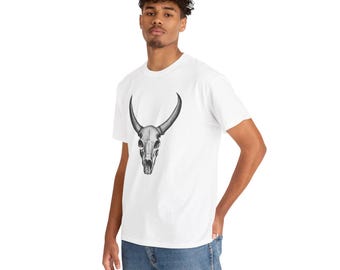 Buffalo Skull Unisex T-Shirt - Southwest Graphic Tee, Nature Print Top, Boho Cow Skull Shirt, Tribal Animal Tee