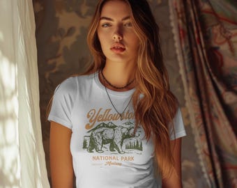 Yellowstone Bear Graphic Tee, Nature Lover Gift, National Park Shirt, Outdoor Adventure Apparel, Travel T-Shirt, Wildlife Enthusiast Merch
