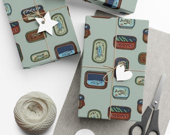 Vintage Sardine Can Wrapping Paper, Unique Gift Wrap for Birthdays, Holidays, and Special Occasions