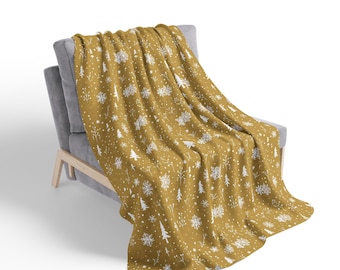 Cozy Fleece Sherpa Blanket - Winter Wonderland Throw, Soft Blanket for Home, Holiday Decor, Christmas Gift, Warm & Snuggly Blanket, Perfect