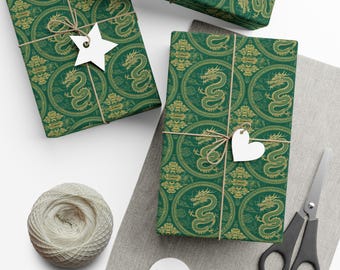 Elegant Dragon Gift Wrap Papers - Unique Wrapping for Holidays, Birthdays, Weddings, Eco-Friendly, Crafting