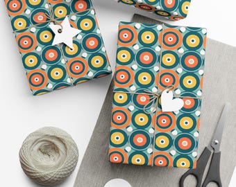 Colorful Retro Gift Wrap Papers, Vintage Pattern Birthday Wrap, Unique Holiday Wrapping Paper, Wrapping Sheets for Celebrations,