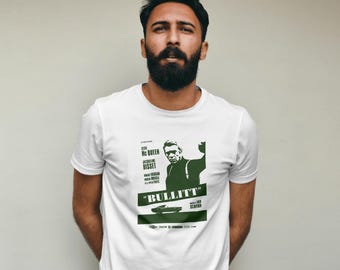Vintage Movie Tee - Unisex Heavy Cotton Tee featuring 'Bullitt' Design, Classic Film Shirt, Movie Lover Gift, Retro Graphic Tee, Nostalgic