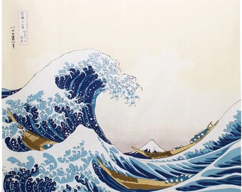 Furoshiki Ukiyo-e | Sous la vague au large de Kanagawa Beige
