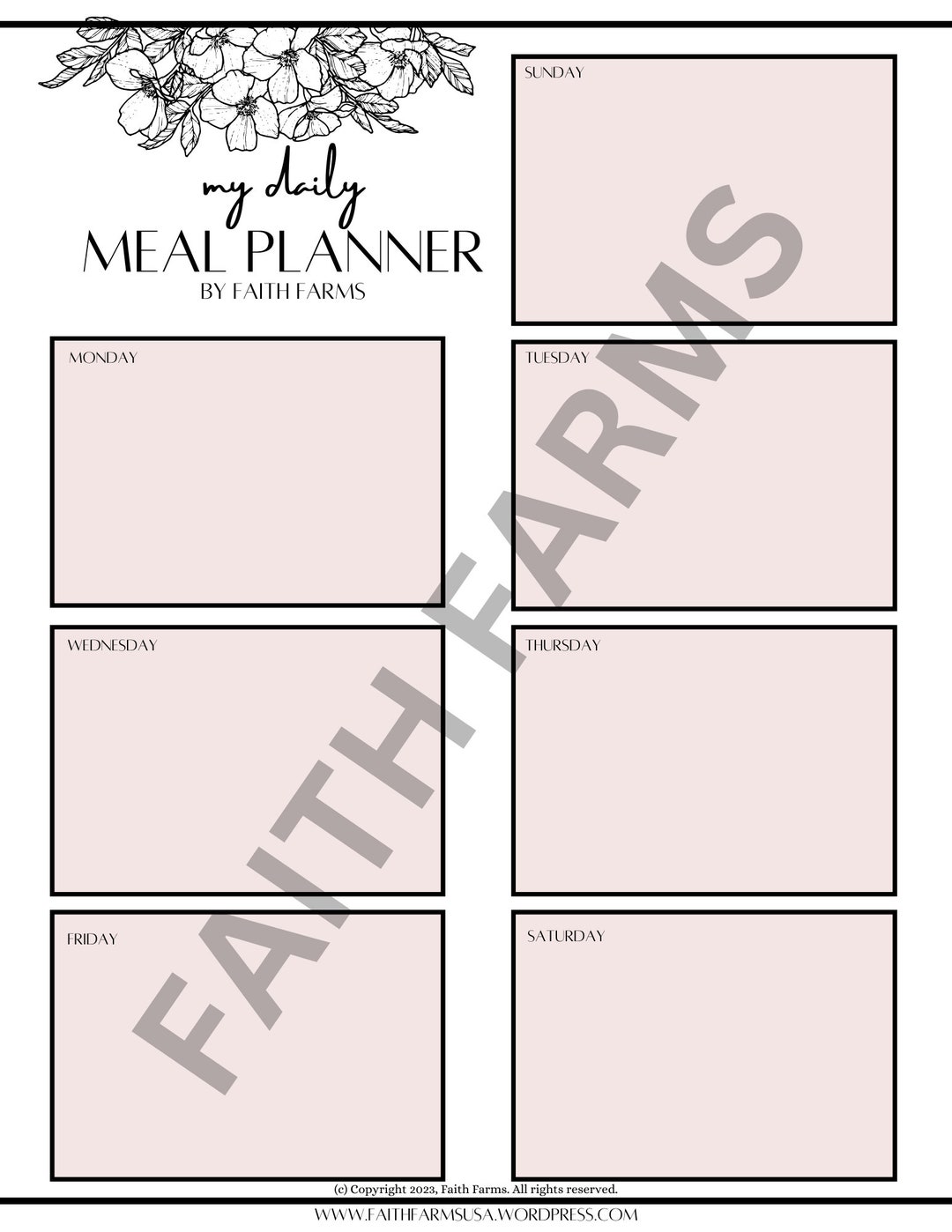 Faith Farms Meal Planner Etsy