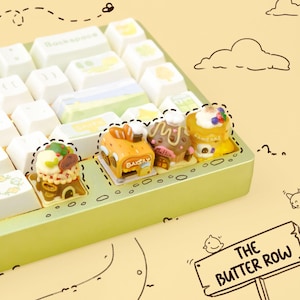 The Butter Row Keycap - Wonder Town  - Cute Miniature Dessert Artisan Keycap for Mechanical Keyboard, MX Stem, Kawaii Bakery Keycap