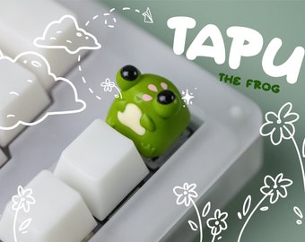 Frog Artisan Keycap – Resin Keycap for Mechanical Keyboard, MX Stem, Green Pink Kawaii Frog, Cute Desk Accessory