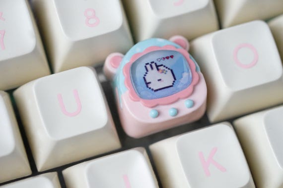 Cute Virtual Pet Machine Keycap – Pixel Pet Artisan Keycap – Kawaii Desk Setup