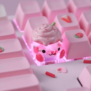 Sweetie Cup Keycap – Cute Resin Artisan Keycap for Mechanical Keyboard, MX Stem, Dessert Cupcake Keycap