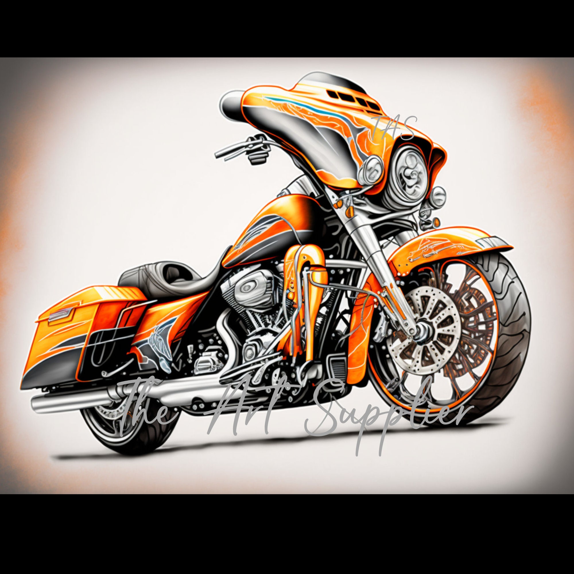 Modern Abstract Custom Motorcycle Art Print Bold and Powerful Wall