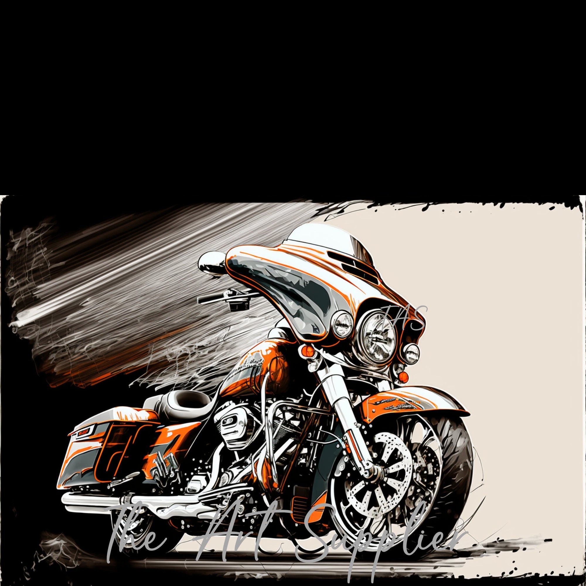 Modern Abstract Custom Motorcycle Art Print Bold and Powerful Wall