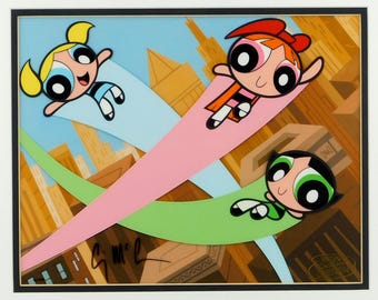 Powerpuff Girls Signed Limited Edition Cel Craig McCracken Animation Art Cell
