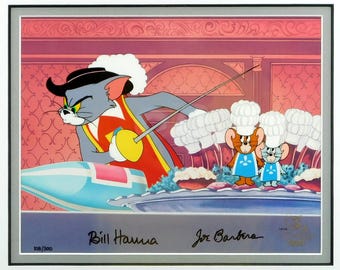 TWO MOUSEKETEERS Tom & Jerry Cel Hanna-Barbera Signed Limited Edition Art Cell