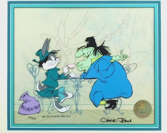 Bugs Bunny and Witch Hazel Chuck Jones Signed Animation Cel