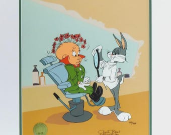 Rabbit of Seville III Chuck Jones Signed Cel Bugs Bunny Elmer Cell Art