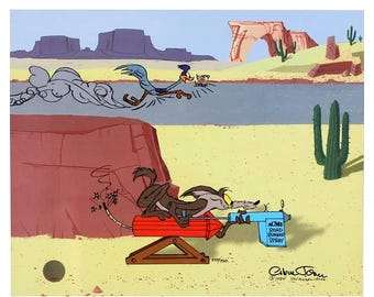 Acme Road Runner Spray Chuck Jones Signed Cel Wile E. Coyote Looney Tunes Art