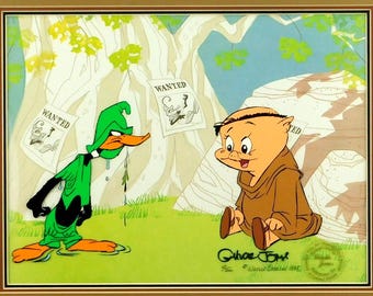 Chuck Jones Cel Signed Daffy Duck Porky Pig Limited Art Looney Tunes Robin Hood