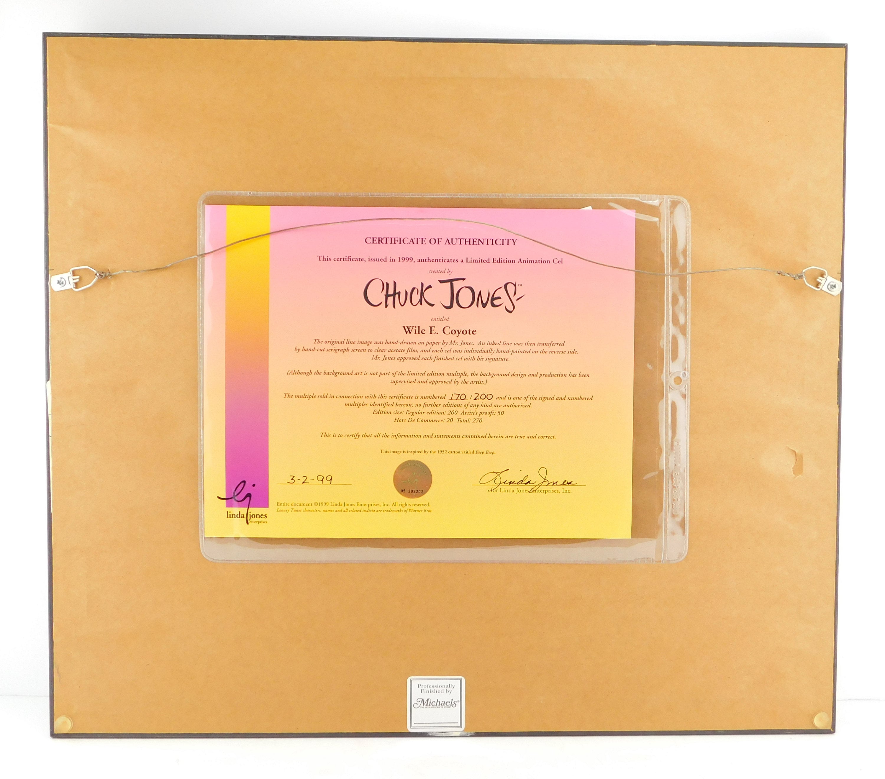 WILE E. COYOTE Chuck Jones Signed Cel Limited Edition Art Cell