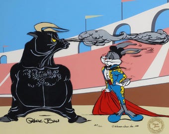 Bugs Bunny and Bull II Chuck Jones Cel Signed Limited Edition Looney Tunes Art