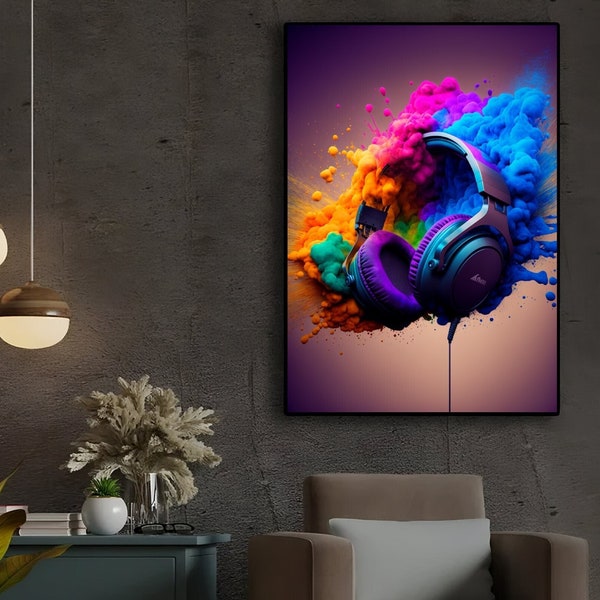 Gaming Headphones Wall Art | Printable Video Game Poster | Gaming Room Decor | Gamer Gift | Gaming Digital Art Instant Download