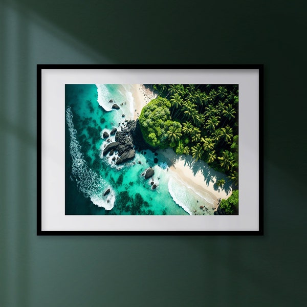 Stunning Tropical Island Sand Beach Print | Tropical Ocean Digital Art | Home Decor | Printable | Instant Download