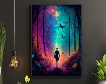 Colorful Fantasy Forest Landscape | Fantasy Digital Wall Art Print | Printable | Instant Download