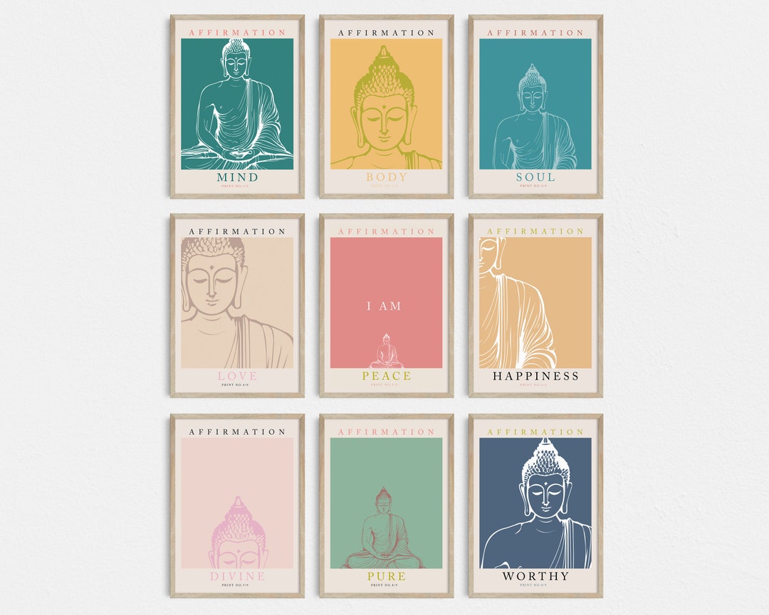 Motivational 9 Piece Wall Art Set - Modern Zen Inspirational Prints for ...