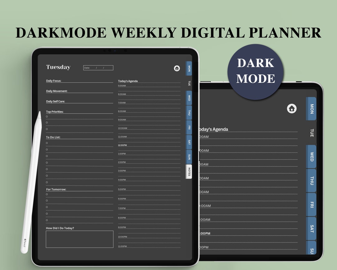 Dark Mode Digital Planner - Etsy
