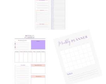 Daily Planner, Weekly Planner, Monthly Planner, Printable planner, Instant download